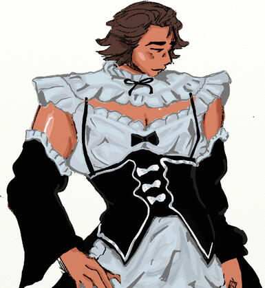 Miguel O'hara in a maid outfit